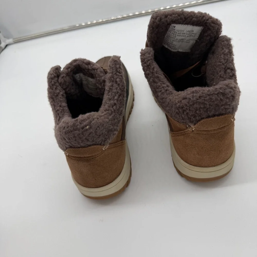 Weatherproof Landon Mens Brown Leather Faux Fur Lined Winter Duck Boots Size 12M